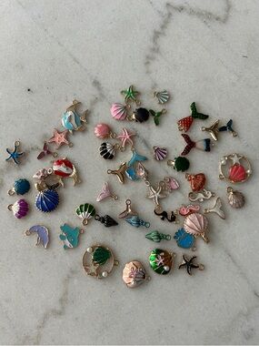 Assorted Enamel Sea Charms - Colorful Shells, Stars & Tails 51pcs